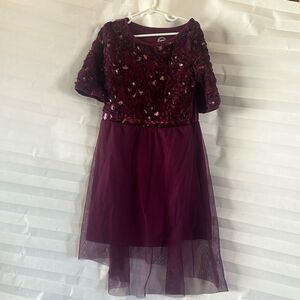 Wonder Nation Girl’s Royal Purple Tulle Dress w/ Roses Size M 7-8 Party Formal